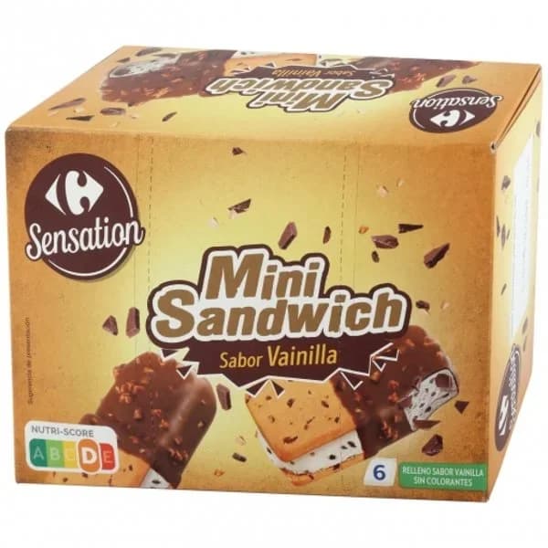 Mini sandwich sabor vainilla Sensation Carrefour 6 ud. - 5.98 ud - Imagen del producto en Findit