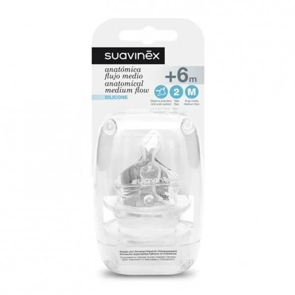 Tetina de silicona anatómica talla M flujo medio +6 meses Suavinex 2 ud. - 1 ud - Imagen del producto en Findit