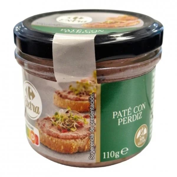 Paté de perdiz Extra Carrefour sin gluten 110 g. - 0.11 kg - Imagen del producto en Findit