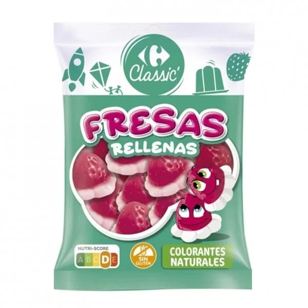 Fresas de goma rellenas Classic Carrefour sin gluten 200 g. - 0.2 kg - Imagen del producto en Findit