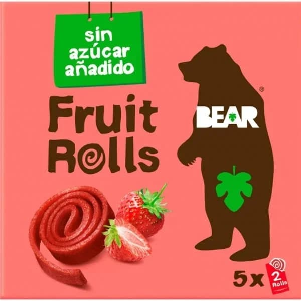 Rollitos de fresa deshidratada sin azúcar añadido Bear sin gluten pack de 5 unidades de 20 g. - 0.1 kg - Imagen del producto en Findit