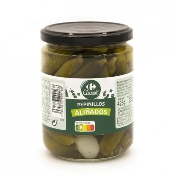 Pepinillos aliñados Classic Carrefour 230 g. - 0.23 kg - Imagen del producto en Findit