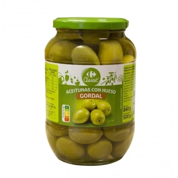 Aceituna gordal aliñada con hueso Classic Carrefour 500 g. - 0.5 kg - Imagen del producto en Findit