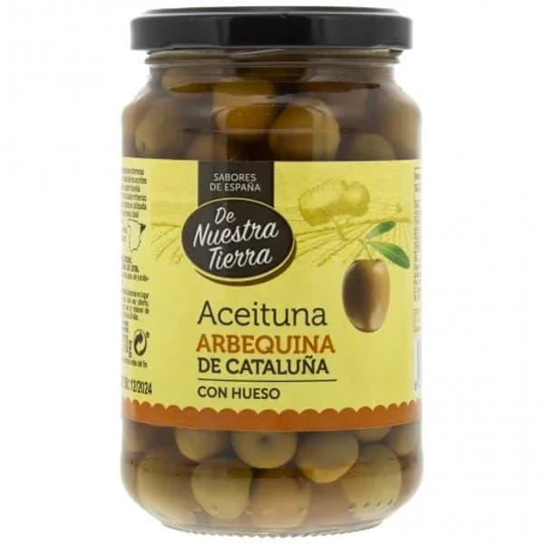 Aceituna arbequina con hueso De Nuestra Tierra 210 g. - 0.21 kg - Imagen del producto en Findit