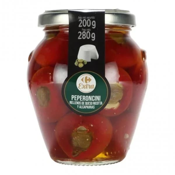 Peperoncini relleno de queso ricotta y alcaparras Extra Carrefour 200 g. - 0.2 kg - Imagen del producto en Findit