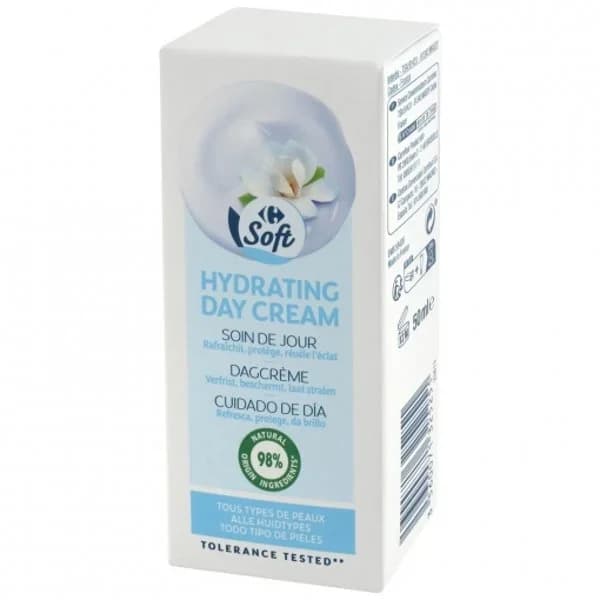Crema facial hidratante 98% natural todo tipo de pieles Carrefour Soft 50 ml. - 0.05 l - Imagen del producto en Findit