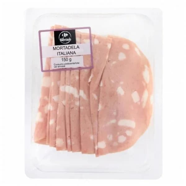Mortadela estilo Italiana en lonchas Carrefour El Mercado sin gluten y sin lactosa 150 g - 0.15 kg - Imagen del producto en Findit