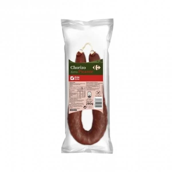 Chorizo extra picante Carrefour sin gluten 280 g. - 0.28 kg - Imagen del producto en Findit