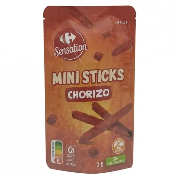 Mini sticks de chorizo Carrefour Sensation sin gluten 50 g - 0.05 kg - Imagen del producto en Findit