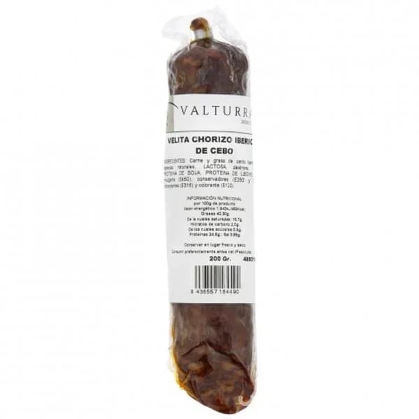 Velita de chorizo ibérico de cebo 50% raza ibérico Valturra Ibéricos 200 g - 1 ud - Imagen del producto en Findit