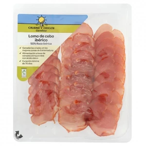Lomo de Cebo Ibérico 50% Raza Ibérica en lonchas Círculo de Calidad 100 g - 0.12 kg - Imagen del producto en Findit