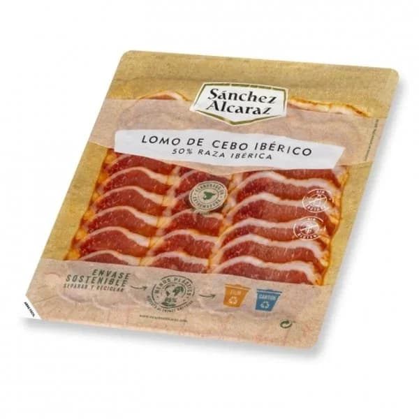 Lomo de Cebo Ibérico 50% Raza Ibérica en lonchas Sánchez Alcaraz sin gluten y sin lactosa 100 g - 0.1 kg - Imagen del producto en Findit