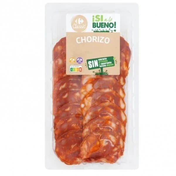 Chorizo en lonchas Carrefour Classic' sin gluten sin lactosa 80 g. - 1 ud - Imagen del producto en Findit