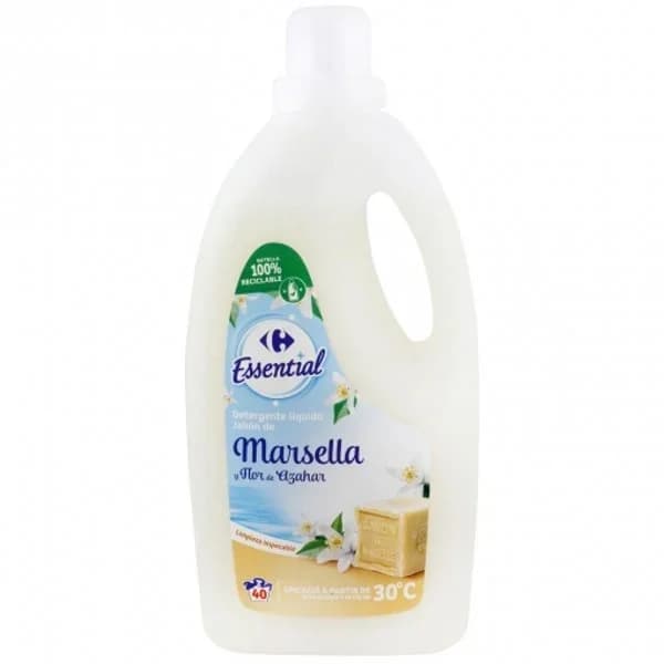 Detergente líquido jabón de Marsella y flor de azahar Carrefour Essential 40 lavados. - 40.71 ud - Imagen del producto en Findit