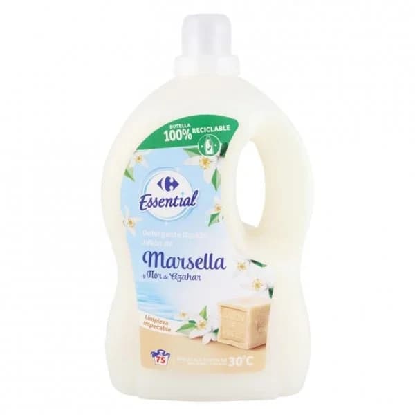 Detergente líquido jabón de marsella y flor de azahar Carrefour Essential 75 lavados. - 72.71 ud - Imagen del producto en Findit