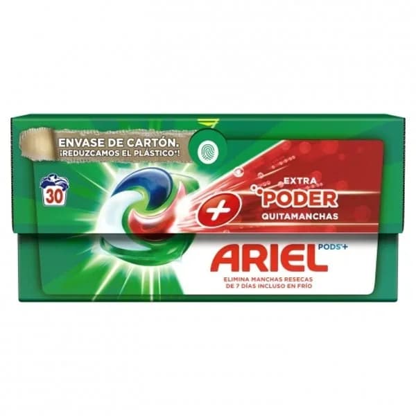 Detergente en cápsulas Todo En Uno Pods + poder extra quitamanchas Ariel 30 lavados. - 1 ud - Imagen del producto en Findit