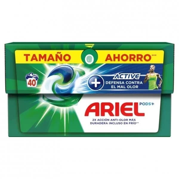 Detergente en cápsulas Todo En Uno Pods + acción antiolor Ariel 40 lavados. - 1 ud - Imagen del producto en Findit