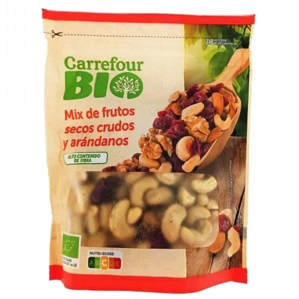 Mix de frutos secos crudos y arándanos ecológico Carrefour Bio doy pack 125 g. - 0.12 kg - Imagen del producto en Findit