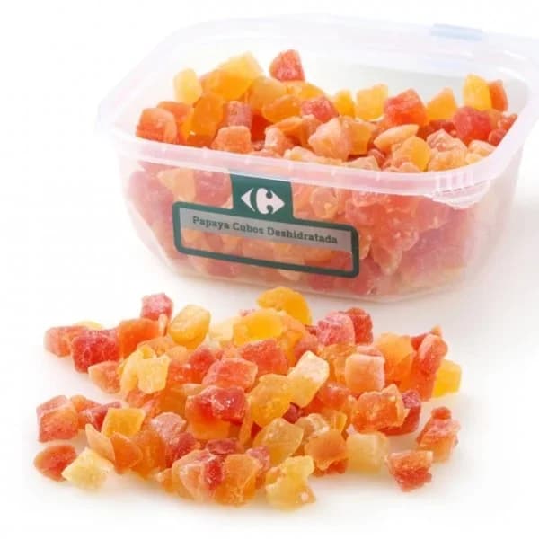 Papaya cubos deshidratada Carrefour tarrina 350 g - 0.35 kg - Imagen del producto en Findit