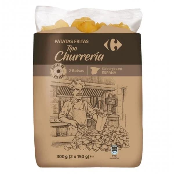 Patatas fritas churrería en aceite de girasol Carrefour pack de 2 bolsas de 150 g. - 0.3 kg - Imagen del producto en Findit
