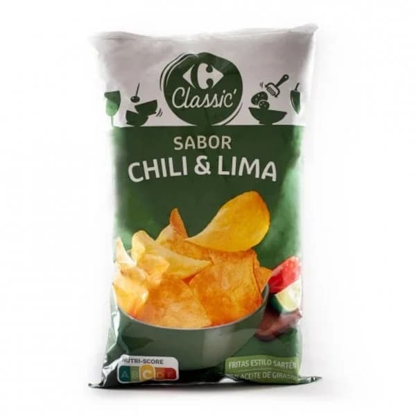 Patatas fritas sabor chili y lima Classic Carrefour 130 g. - 0.13 kg - Imagen del producto en Findit