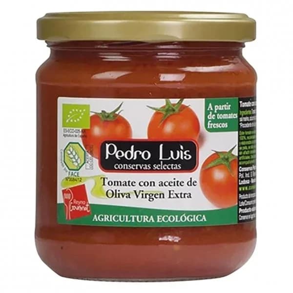 Tomate con aceite de oliva virgen extra ecológico Pedro Luis sin gluten 340 g. - 0.34 kg - Imagen del producto en Findit