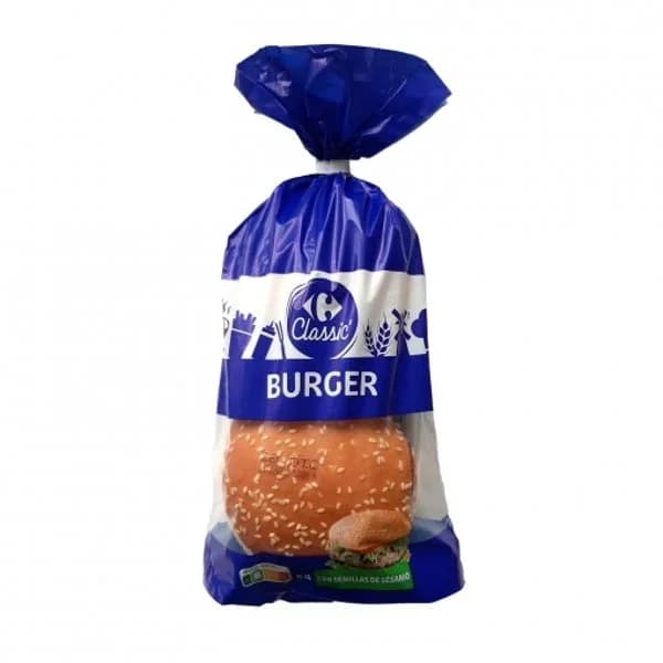 Pan burger con semillas de sésamo Classic´ Carrefour 4 ud. - 0.22 kg - Imagen del producto en Findit