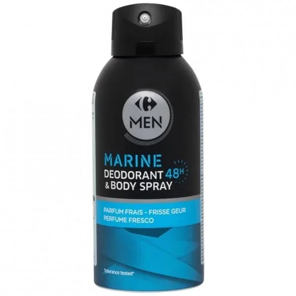 Desodorante body spray marine protección 48h perfume fresco Carrefour Men 150 ml. - 0.15 l - Imagen del producto en Findit