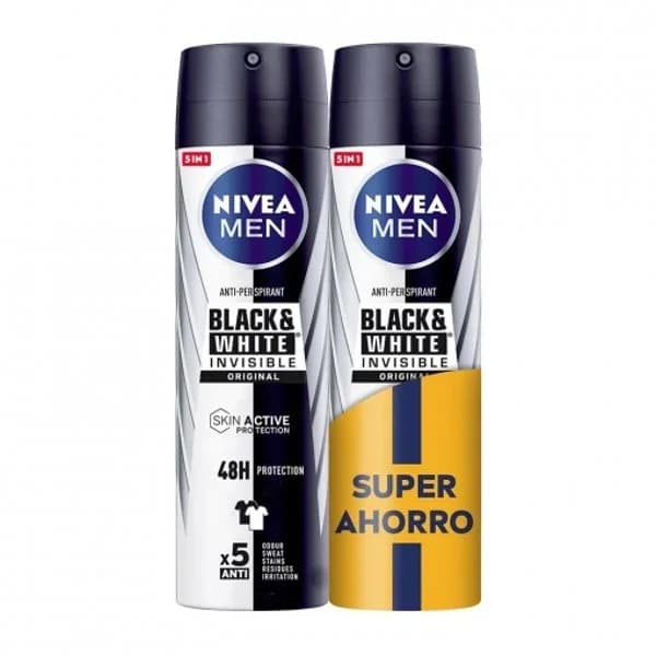 Desodorante en spray Black & White Invisible Original Nivea Men pack de 2 unidades de 200 ml. - 0.4 l - Imagen del producto en Findit