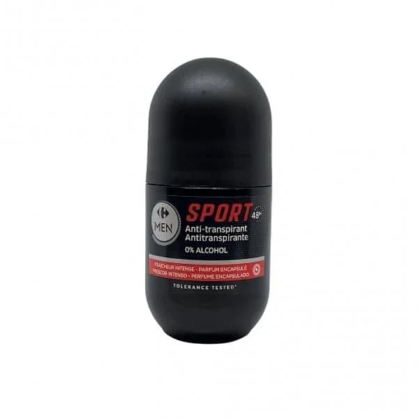 Desodorante roll-on sport antitranspirante 48h 0% alcohol Carrefour Men 50 ml. - 0.05 l - Imagen del producto en Findit