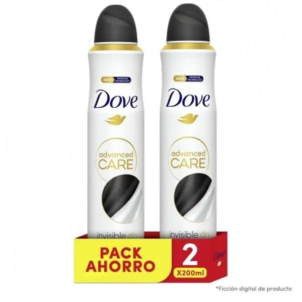 Desodorante en spray Invisible Dry 72h Advanced Care Dove pack de 2 unidades de 200 ml. - 0.4 l - Imagen del producto en Findit