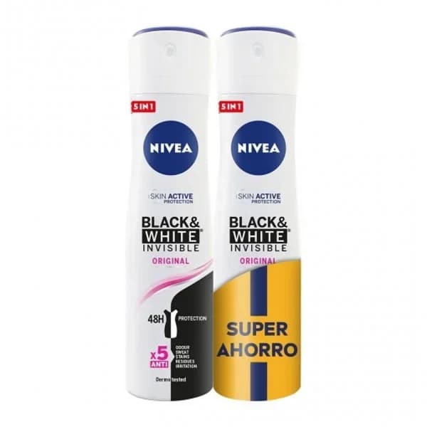 Desodorante en spray Black & White Invisible Original Nivea pack de 2 unidades de 200 ml. - 0.4 l - Imagen del producto en Findit