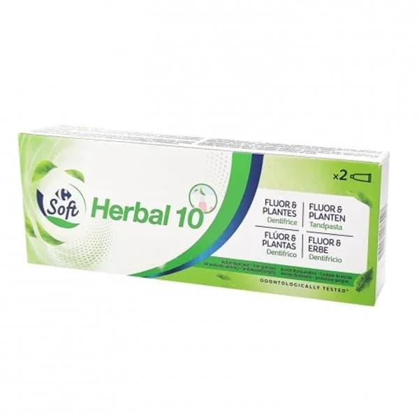 Dentífrico Herbal 10 Carrefour Soft pack de 2 unidades de 75 ml. - 0.15 l - Imagen del producto en Findit