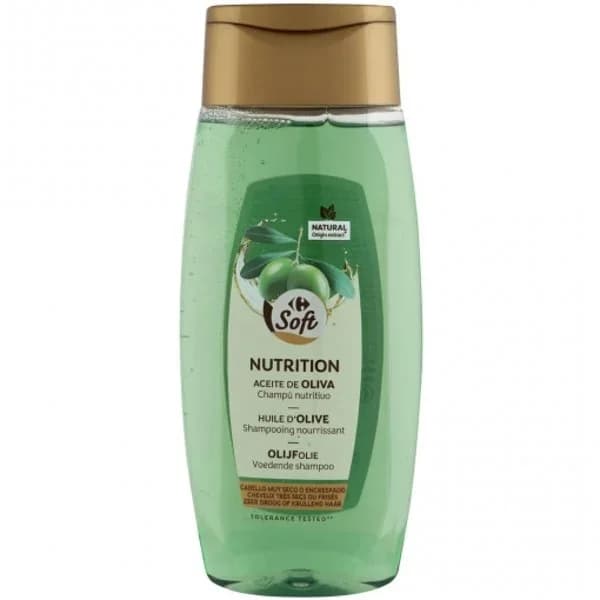 Champú nutritivo aceite de oliva para cabellos secos o encrespados Carrefour Soft 400 ml. - 0.4 l - Imagen del producto en Findit