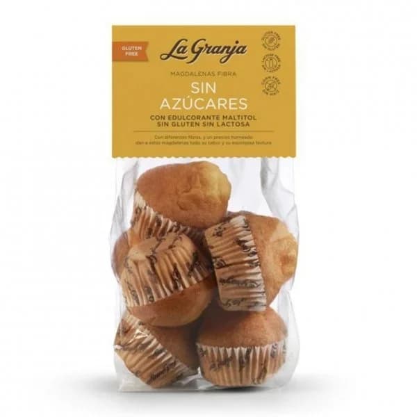 Magdalenas con fibra sin azucares La Granja sin gluten y sin lactosa 220 g - 0.22 kg - Imagen del producto en Findit