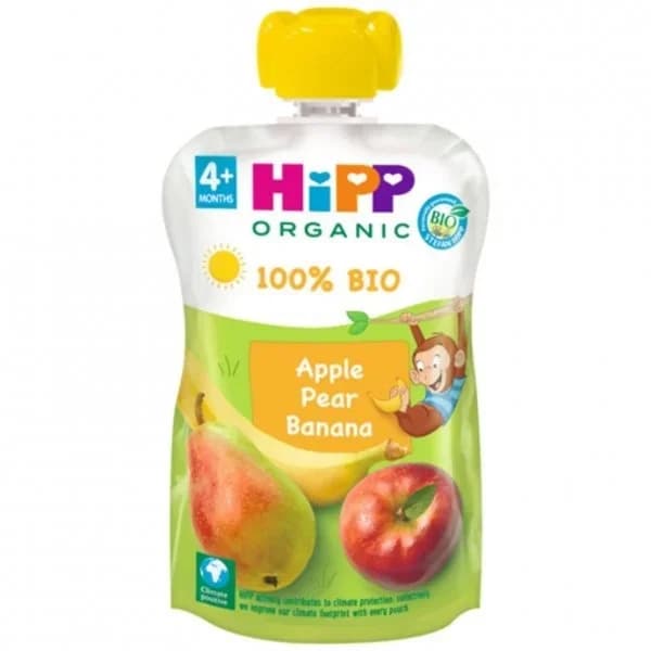 Bolsita de manzana, pera y plátano desde 4 meses ecológica Hipp sin gluten 100 g. - 0.1 kg - Imagen del producto en Findit