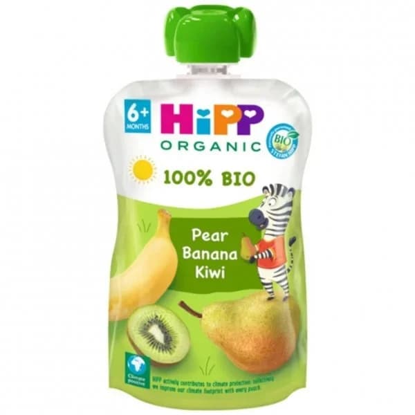 Bolsita de pera, plátano y kiwi desde 6 meses ecológica Hipp sin gluten 100 g. - 0.1 kg - Imagen del producto en Findit