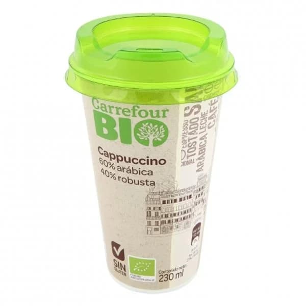 Café latte cappuccino ecológico Carrefour Bio sin gluten 230 ml. - 0.23 l - Imagen del producto en Findit