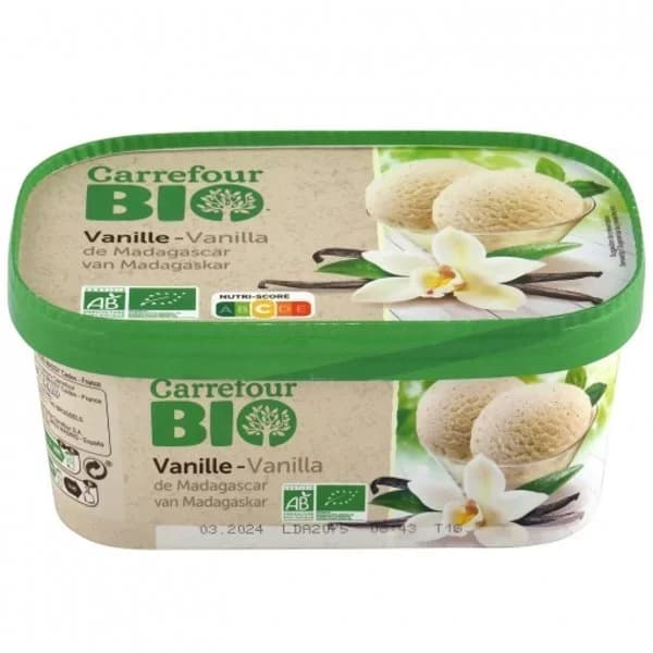 Helado de vainilla de Madagascar ecológico Carrefour Bio 450 g. - 0.45 kg - Imagen del producto en Findit