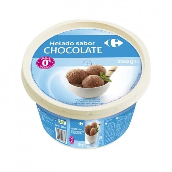 Helado de chocolate sin azúcar añadido Carrefour Classic sin gluten 500 ml. - 0.25 kg - Imagen del producto en Findit