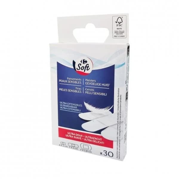 Tiras pieles sensibles Soft Carrefour 30 ud. - 32.14 ud - Imagen del producto en Findit
