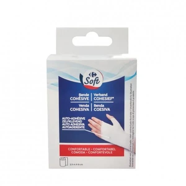 Venda cohesiva 2,5m x 6 cm Carrefour Soft 1 ud. - 1 ud - Imagen del producto en Findit
