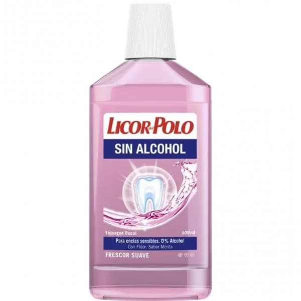 Enjuague bucal para encías sensibles sin alcohol con flúor sabor menta frescor suave Licor del Polo 500 ml. - 1 ud - Imagen del producto en Findit
