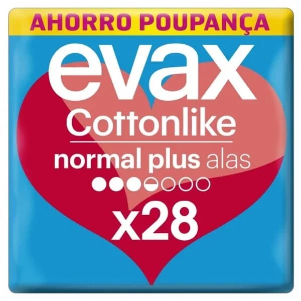 Compresas normal plus con alas Cottonlike Evax 28 ud. - 1 ud - Imagen del producto en Findit
