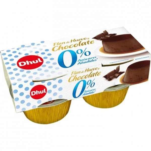 Flan de huevo chocolate sin azúcar añadido Dhul pack de 4 unidades de 100 g. - 0.4 kg - Imagen del producto en Findit