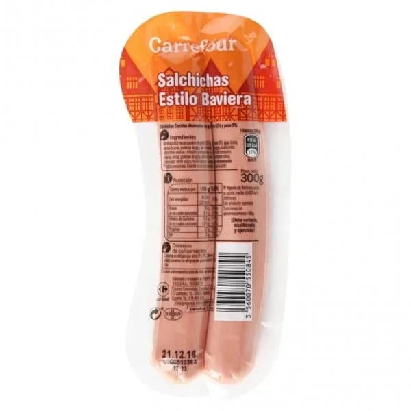 Salchichas estilo Baviera Carrefour 300 g. - 1 ud - Imagen del producto en Findit