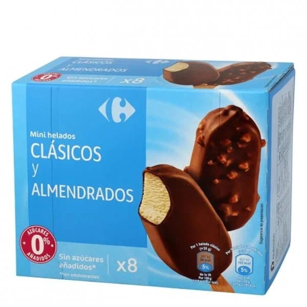 Mini bombón helado clásico y almendrado Carrefour Extra 8 ud. - 8.08 ud - Imagen del producto en Findit