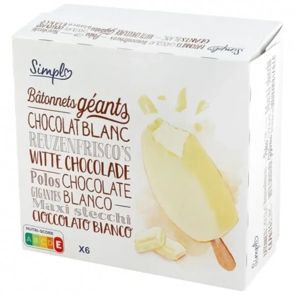 Bombón helado de chocolate blanco Simpl 6 ud. - 6.07 ud - Imagen del producto en Findit