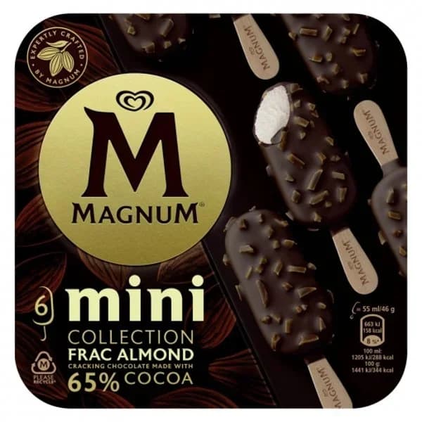 Mini bombón helado frac almendrado Collection Magnum 6 ud. - 0.28 kg - Imagen del producto en Findit