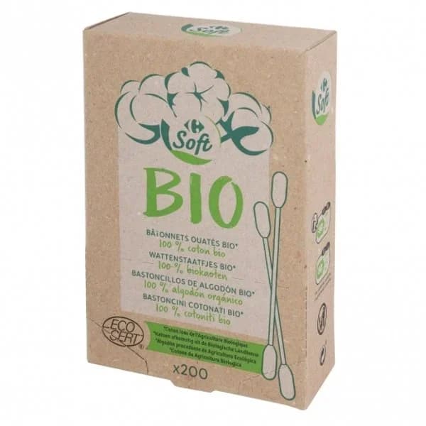 Bastoncillos de algodón ecológicos Carrefour Bio 200 ud. - 157 ud - Imagen del producto en Findit